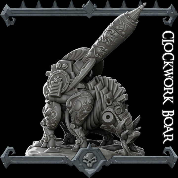 Clockwork Boar Dungeons and Dragons, Pathfinder, RPG Miniature