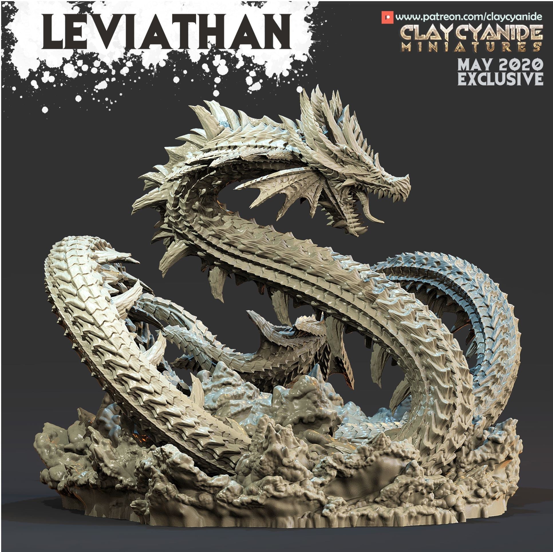 Leviathan from Clay Cyanide Miniatures. This piece is very much a Premium Print!