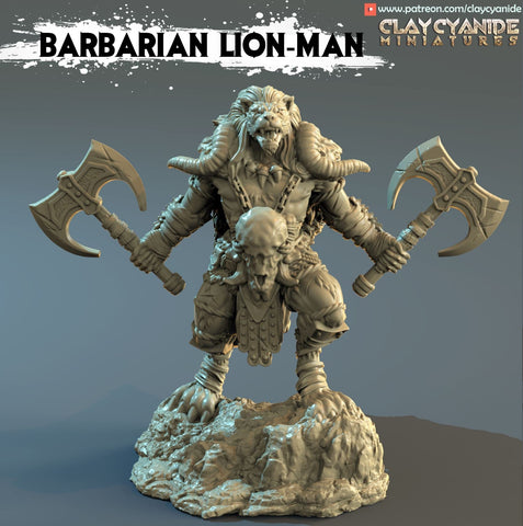 Barbarian Lion Man from Clay Cyanide Miniatures. This piece is very much a Premium Print!